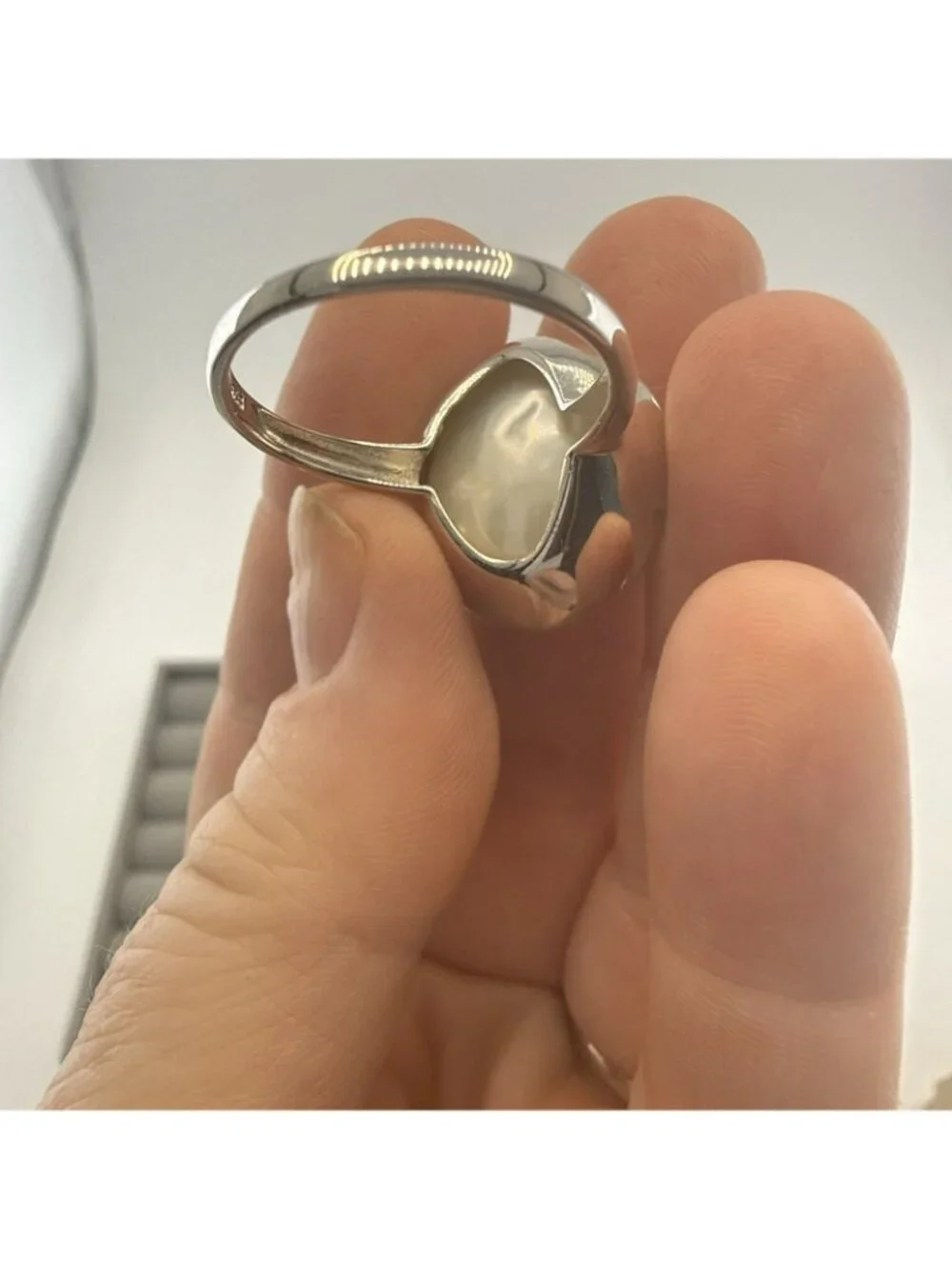 JTV Sterling Silver Ring Freshwater Pearl 18.5mm Solitaire 925 White Size 10